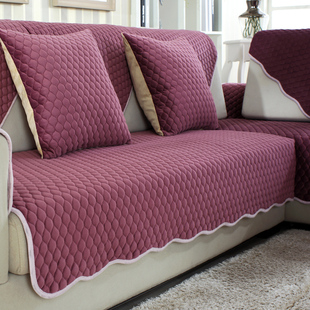欧式布艺沙发垫毛绒纯色四季通用防滑皮坐垫简约沙发巾沙发套全盖