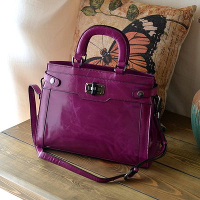 欧美时尚 it bag 头层油腊皮 手提单肩斜挎通勤包 女包