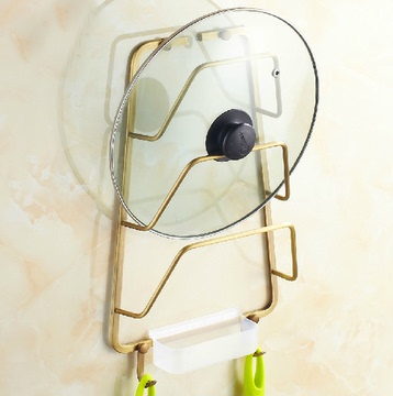 仿古全铜厨房锅盖架置物架厨房挂件挂架锅盖带接水架欧式厨房挂架