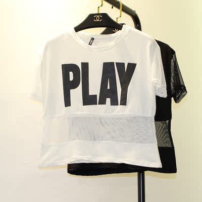 衣服 男士上装 play拼接t恤