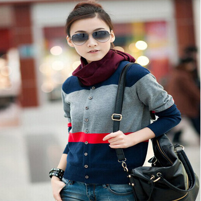 2014新款春秋林弯弯韩版针织毛衣开衫毛衣女装情侣装毛线衣服