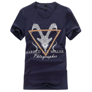 2016夏季新款男士短袖t恤羊头印花潮流百搭夏季必备时尚圆领男t恤