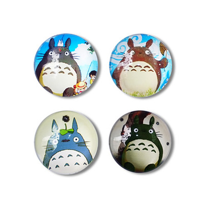 儿童节礼物-创意 家居装饰 水晶 龙猫圆形冰箱贴 磁铁