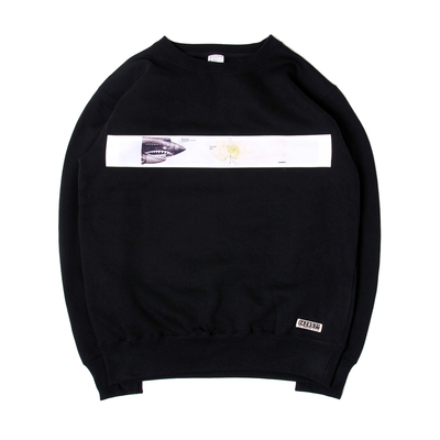 原创潮牌142857kaws陈冠希潮男秋冬季圆领纯棉鲨鱼花卉加绒卫衣