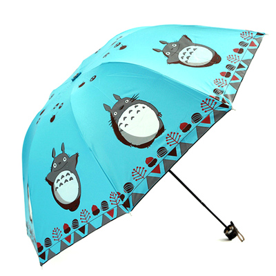 全国包邮 黑胶龙猫伞太阳伞防紫外线女遮阳伞三折防晒折叠晴雨伞