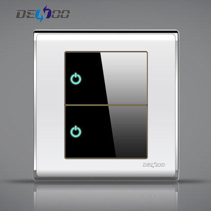 格利西86型高档金属拉丝面板四位开关四开双控开关带荧光_不打折现价