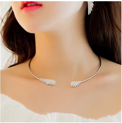 韩国饰品 华丽天使之翼满钻翅膀链颈链锁骨链细项圈