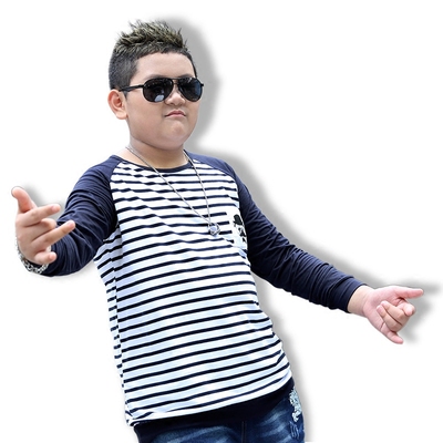 胖童装男童全棉长袖t恤加肥加大码大童儿童男孩青少年打底衫春秋