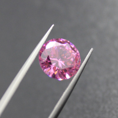 亮闪粉钻瑞士钻圆形立方锆水钻石粉红锆石裸石尖底璀璨永恒爱情石