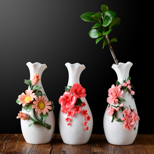 摆件 雪花釉小花瓶 贴花陶瓷小花瓶摆件花道装饰品 日式小清新创意