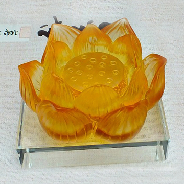 琉璃莲花摆件水晶工艺品汽车上装饰品荷花情侣礼物礼品佛堂供奉