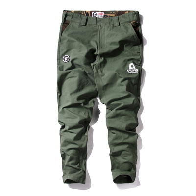 [年终大促] 潮牌bape时尚修身长裤子 新款迷彩拼接小脚裤休闲工装布裤