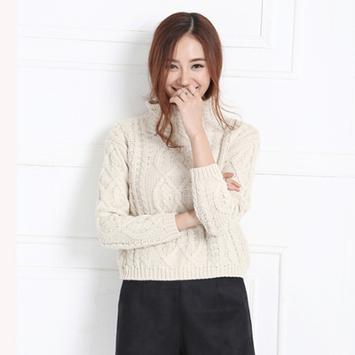 韩版棒针短毛衣