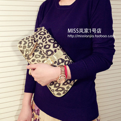 欧美风豹纹手拿包