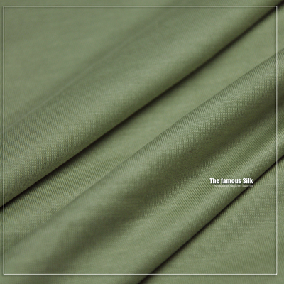 浅豆绿真丝棉针织真丝面料桑蚕丝纯色服装内衣打底汗布布料特价