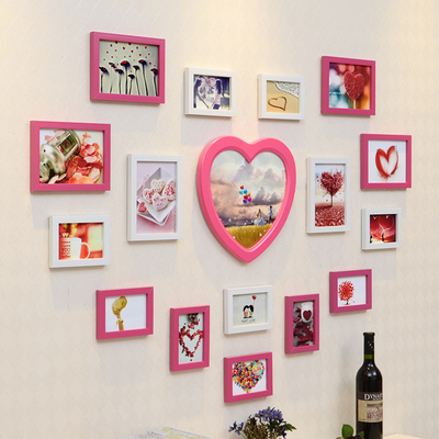 异域轩 简约超大客厅照片墙 创意相框墙挂墙组合欧式心形相片墙