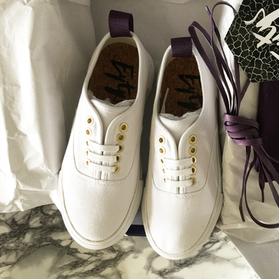 [春上新] 15秋冬季新款eytys真皮单鞋白色帆布厚底板鞋平底休闲鞋小白