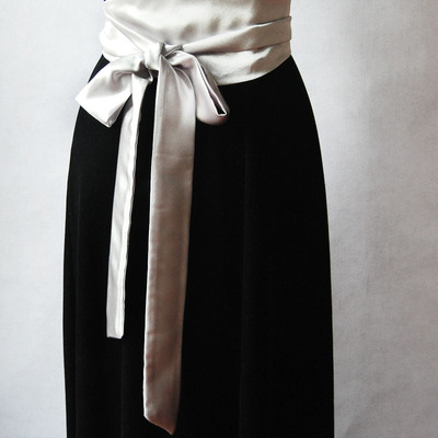 优雅银色丝缎腰封 超长3米 婚纱腰封 礼服腰封 绕 手打蝴蝶结