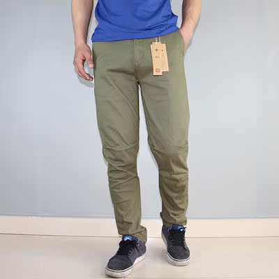 pomelo男装春夏新款男士韩版修身个性口袋工装纯色纱卡休闲长裤子
