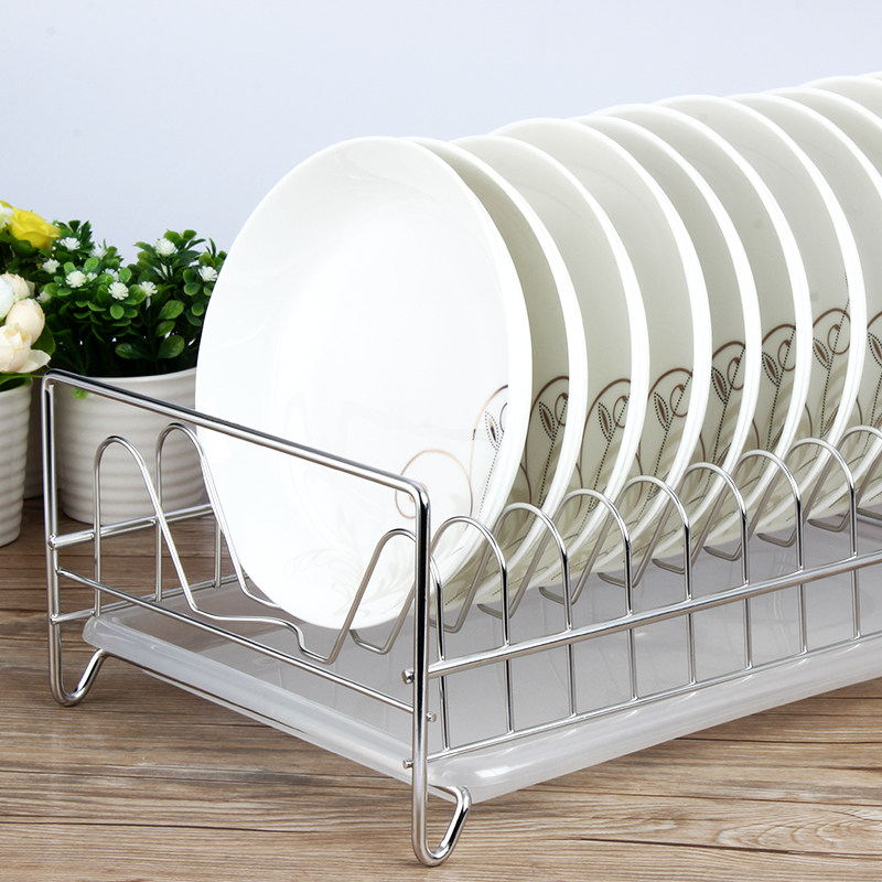 304不锈钢沥水篮碗架台面厨房置物架单层盘子沥水架收纳碗碟架