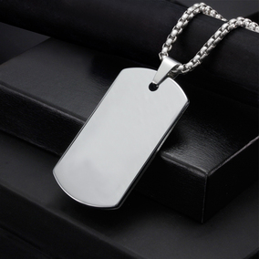 钨金吊坠女饰品老公同款身份胸牌 男士钨钢项链刻字照片情侣军牌