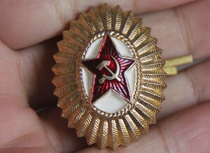 苏军原品 苏联陆军军官常服帽徽 徽章 浅色 勋章