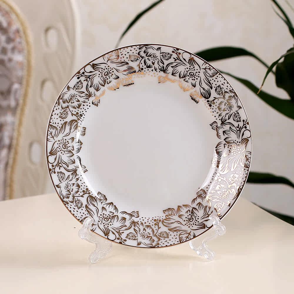 点特 骨瓷6英寸平盘 吐骨碟小果盘瓜子盘子 唐山骨质瓷欧亚风情