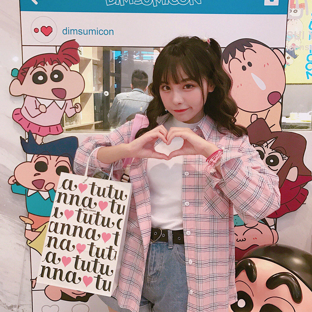 宋黛conybabe韩版百搭学院风少女红色宽松显瘦复古格子衬衫春长袖