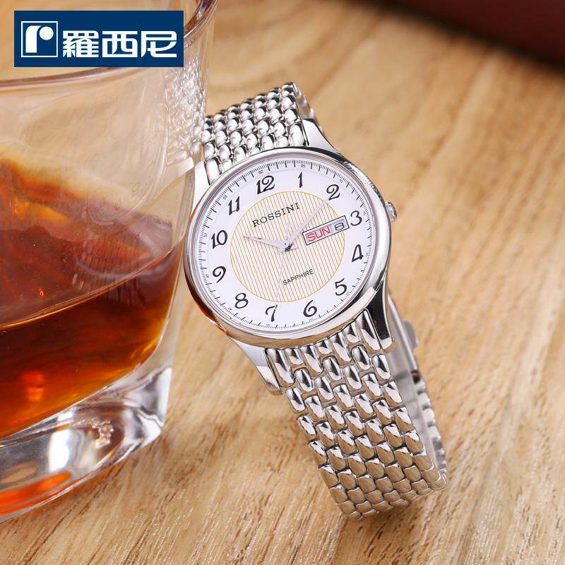 正品罗西尼手表时尚休闲石英表超薄数字男表5355女表5356情侣表_4折现