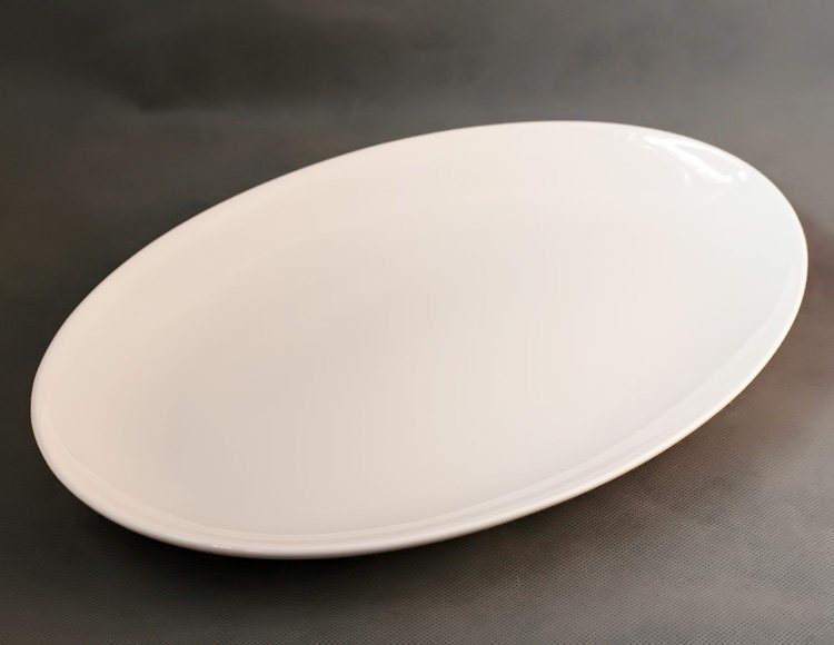 8至18英寸 超大椭圆鱼盘子纯白色骨陶瓷 陶瓷月光鱼盘 无边实用