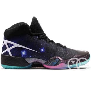 星空 正品 xxx aj30 quai 银河 白紫 aj30 星空银河篮球鞋 863586-010