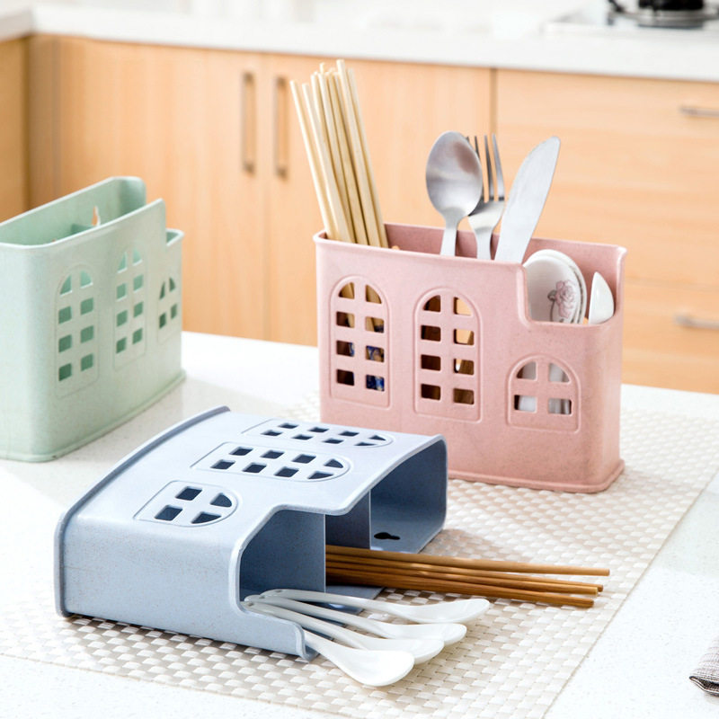 韩式厨房多功能塑料挂式筷子架筷子盒餐具沥水架置物架勺子筷子筒