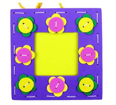 手工diy 海绵 花型 纽扣 7寸 相框