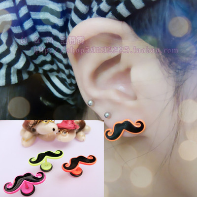 [最后一天] 阿凡提大胡子烤漆糖果色耳钉 亮彩靓丽耳钉 钛钢耳钉