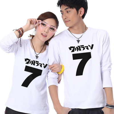 情侣装春装77号数字新款打底衫韩版七号体血衫男女士长袖情侣t恤