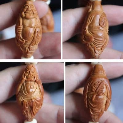 苏工精品橄榄核雕名家孟祥锋 大四花橄榄胡 整身十八罗汉长串