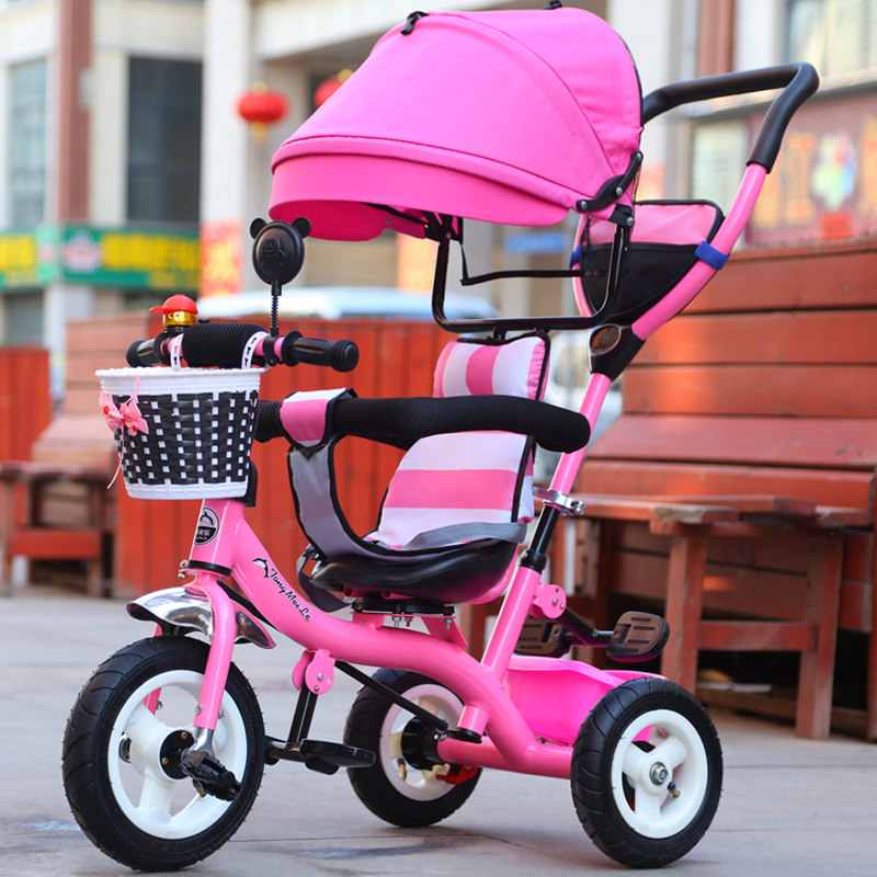 童车一键旋转儿童三轮车手推车1-3岁4岁宝宝脚踏车婴儿手推车