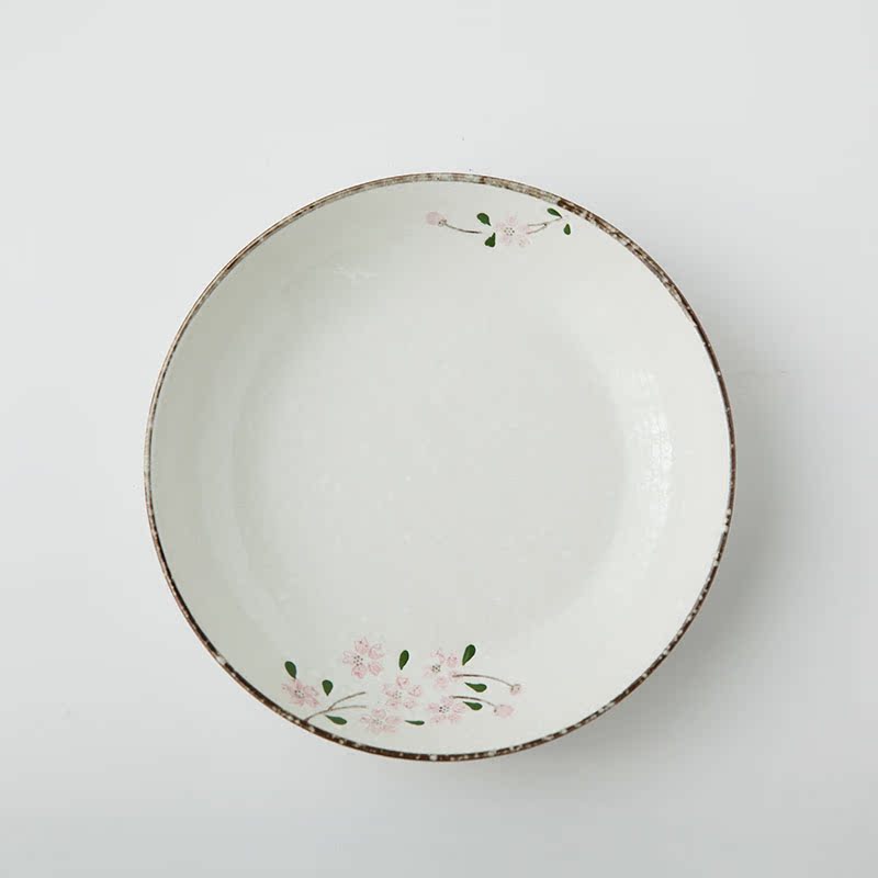 日式复古樱花和风碗筷碗碟套装家用陶瓷碗盘子勺碟子手绘创意简约