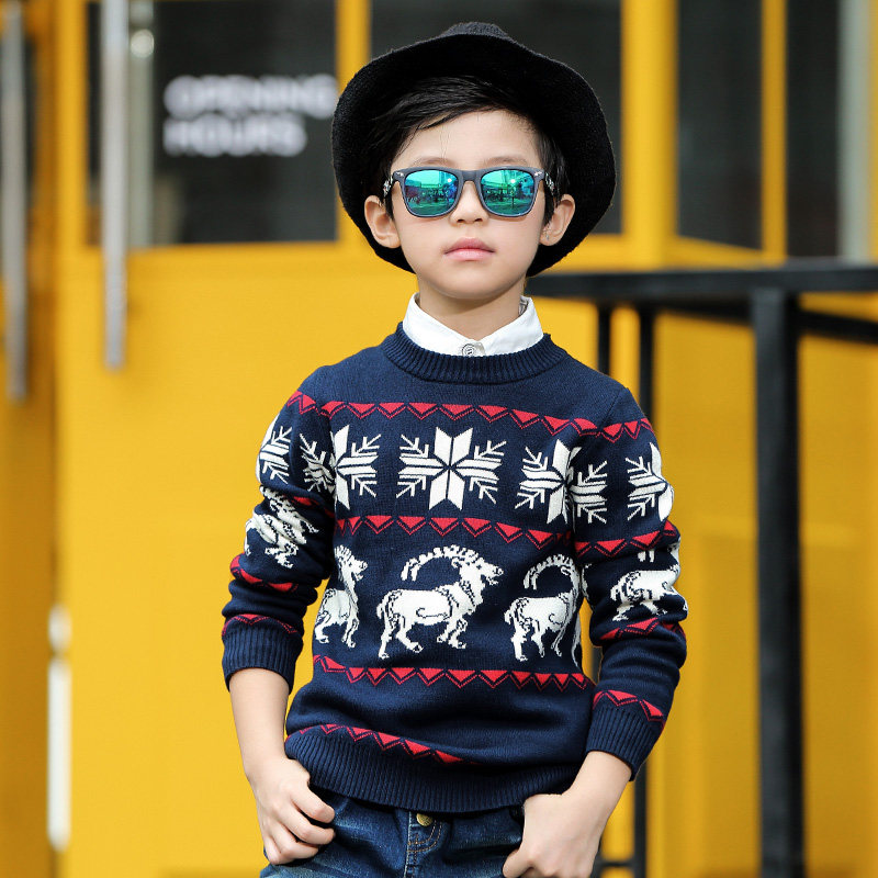 中大儿童装6男童套头毛衣2016春秋装7新款8小男孩针织衫12岁9韩版