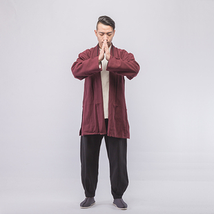 对襟提花麻质长衫 封面是花-----植物染