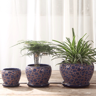 花盆陶瓷批发带托盘大号多肉植物花盆简约创意个性特大中国风盆栽