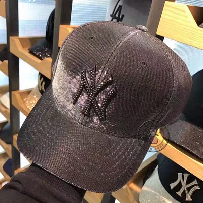 韩国代购mlb帽子棒球帽鸭舌帽17年限量新款镶钻金丝线可调节男女