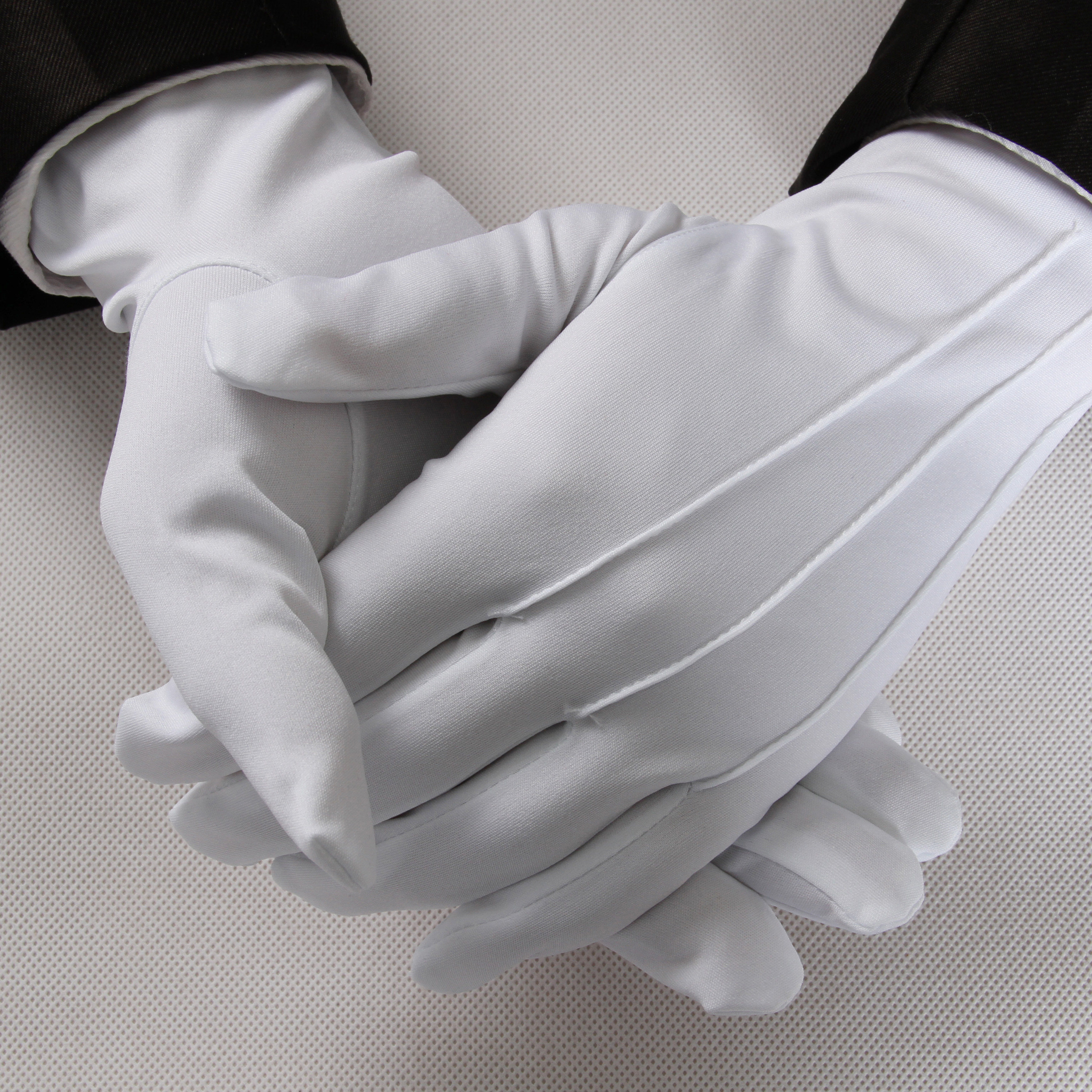 友谊礼仪白色手套涤纶三筋礼宾安保安检阅兵执勤站岗手套男女