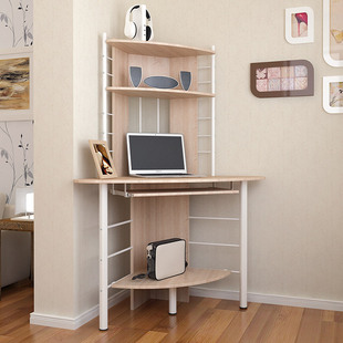 三角电脑桌带书架墙角书桌台式家用组合转角办公桌简约现代桌子