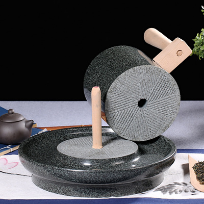 天然 青石茶磨手工抹茶石磨宋代点茶必备磨盘磨具碾磨茶器