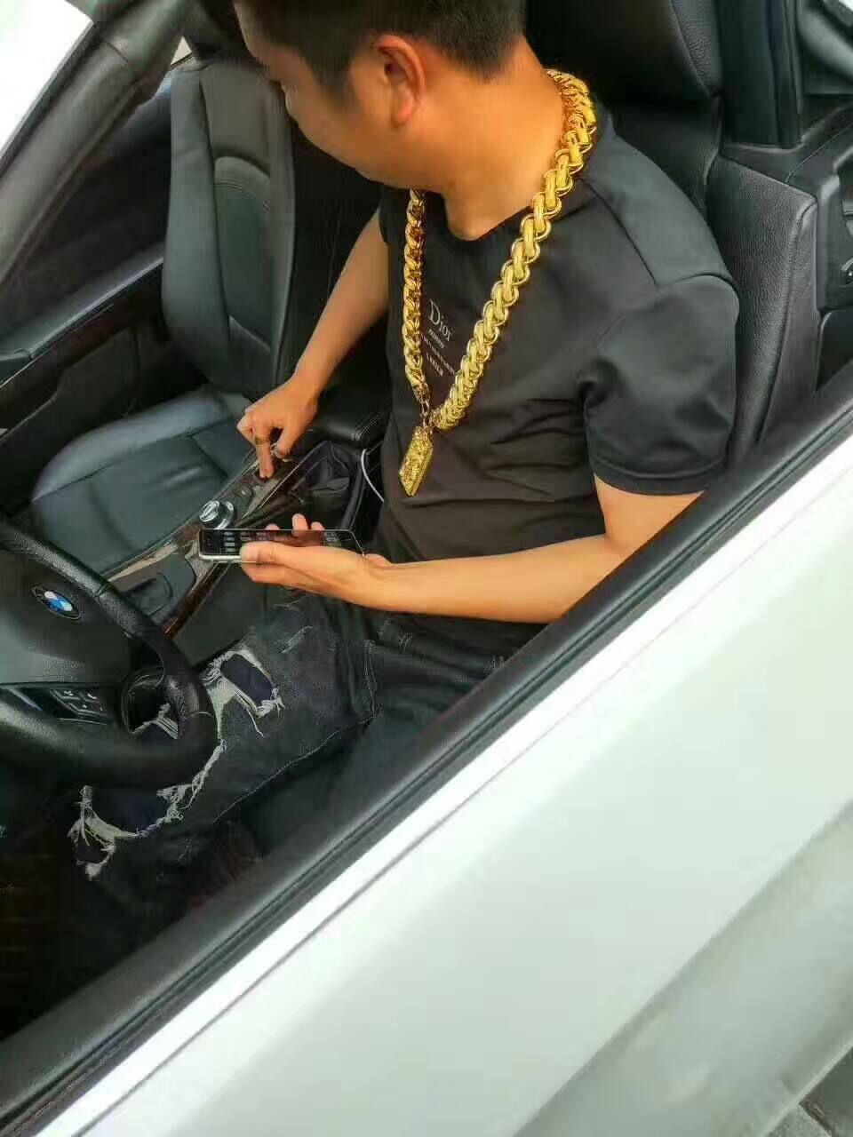 越南沙金项链男镀24k黄金网红二驴子同款持久不褪色粗狂大金项链