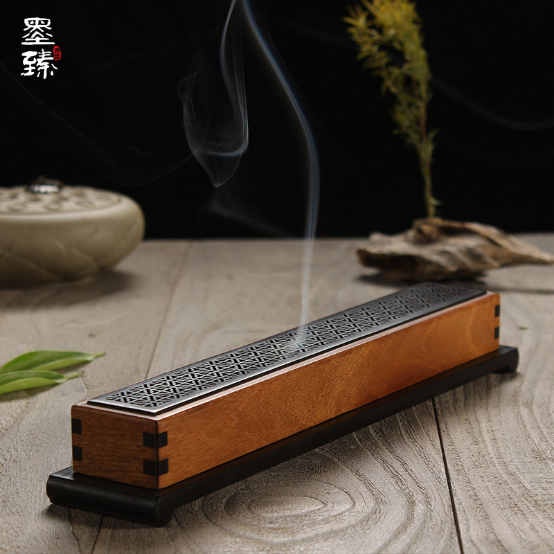 墨臻 沉香线香礼盒 越南芽庄棋楠富森线香配木质黑檀卧香盒线香炉