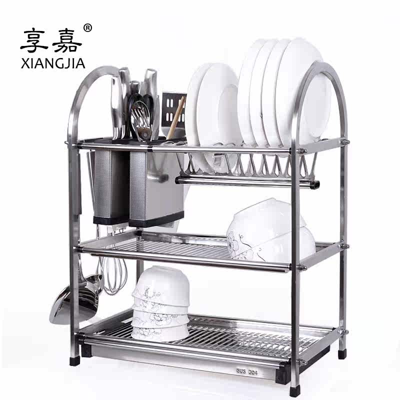 碗架不锈钢304三层沥水架收纳架筷碗碟架厨房用品厨房置物架