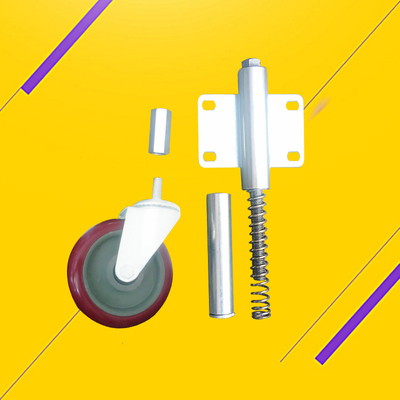 3寸4寸5寸静音大门弹簧轮重型万向轮脚轮高低伸缩减震轮铁门轮子