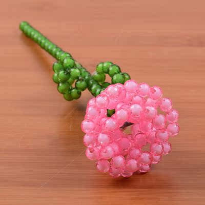 diy串珠玫瑰花双层叶片材料包插花摆件花手工艺品制作散珠子